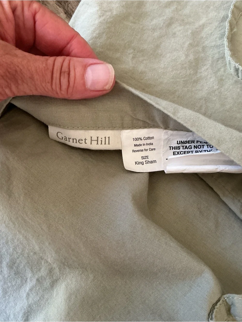 Garnet Hill King Pillow Shams Pair Quilted 100% Cotton Sage Green Handcrafted